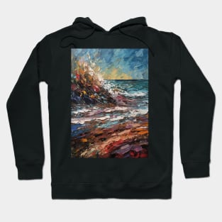 Oil Painting Prints, Crashing Waves Art, Beach Wall Decor, Ocean Scenes, Coastal Artwork, Seaside Decor, Nautical Home Hoodie